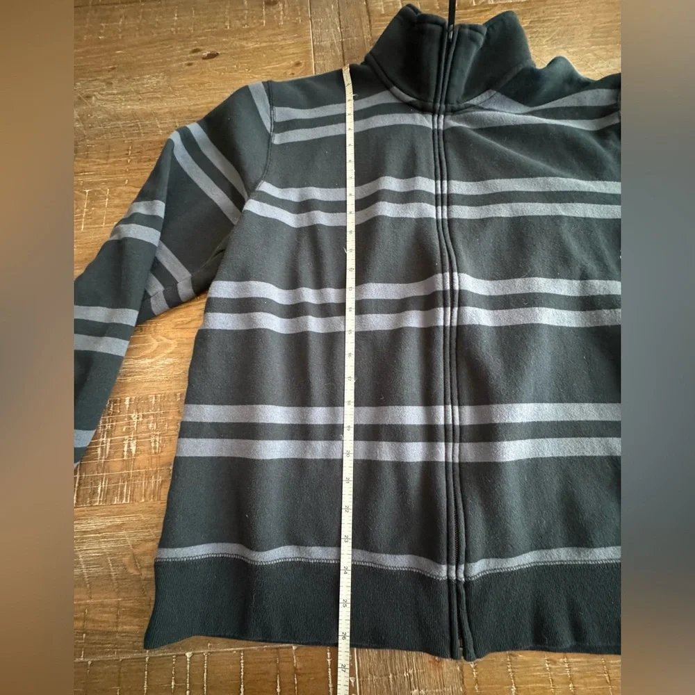 Adidas Men's Black and Gray Striped Sweatshirt, Size XL